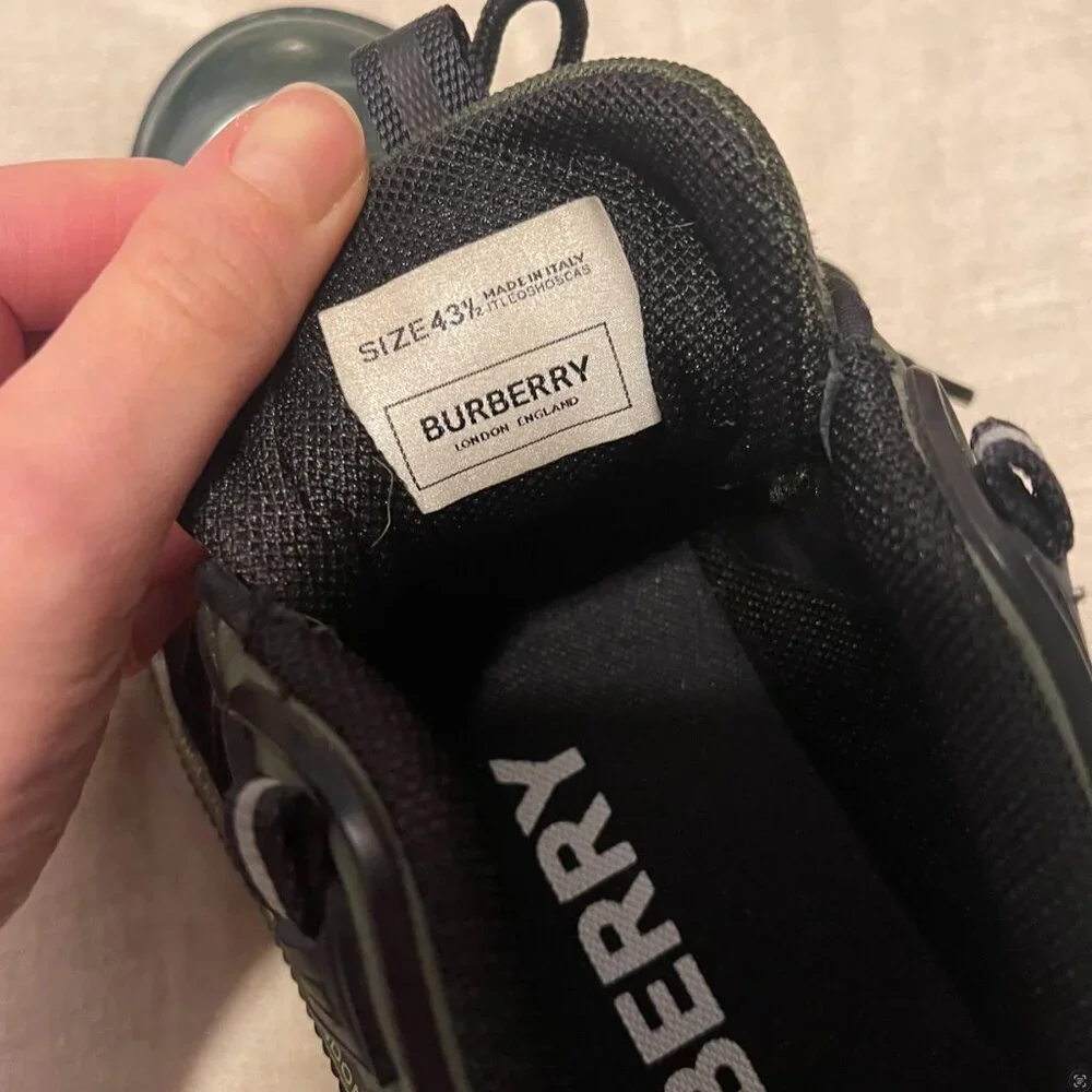 Burberry Nylon And Suede Arthur Sneakers In Green